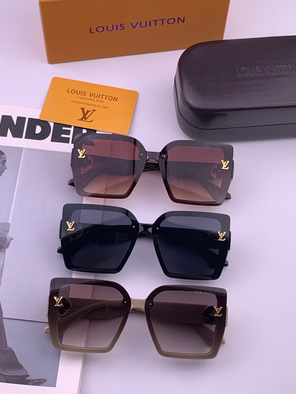 Louis Vuitton L8623 Square Black Lens Sunglasses for Men & Women - detail image 8