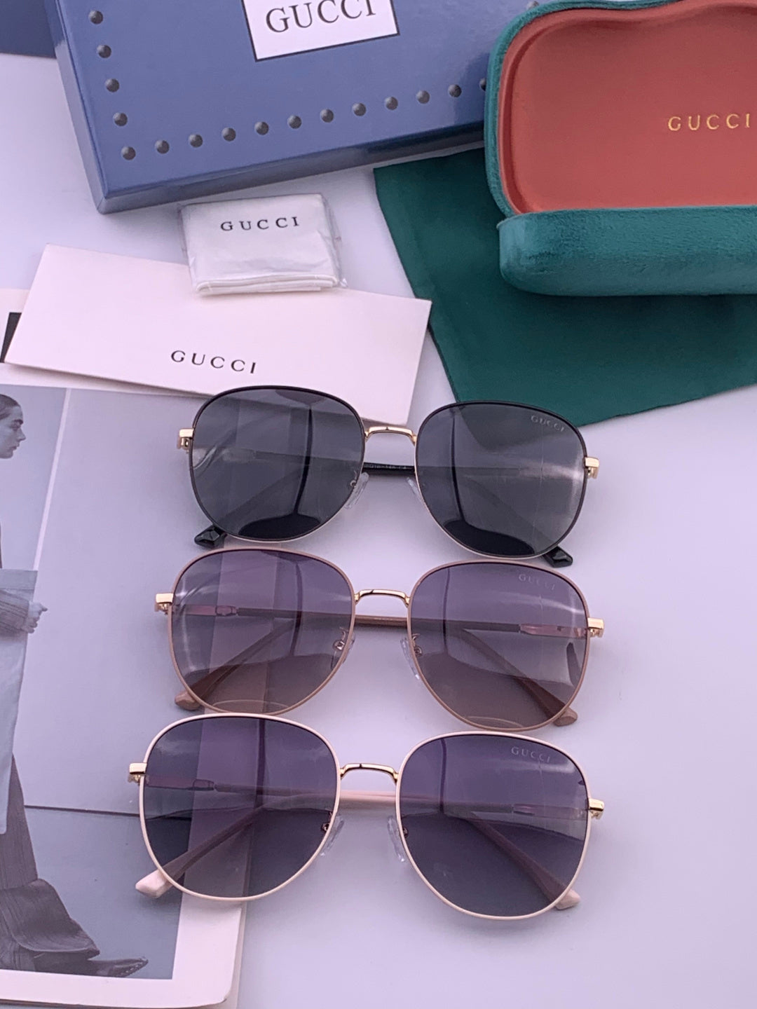 Gucci G5822 Polarized Oversized Gold Lens Sunglasses for Men & Women - 398260 - detail image 7