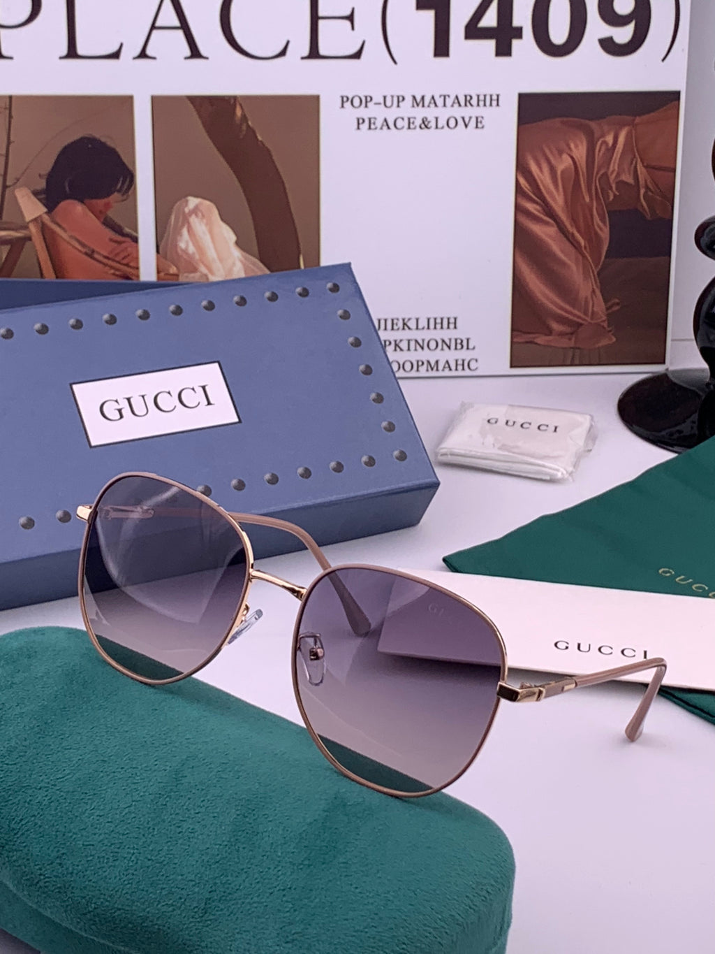 Gucci G5822 Polarized Oversized Gold Lens Sunglasses for Men & Women - 398262 - detail image 2