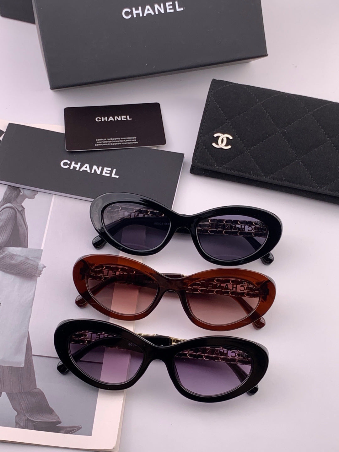 Chanel CH300 Polarized Square Gold Lens Sunglasses for Men & Women - 398632 - detail image 7