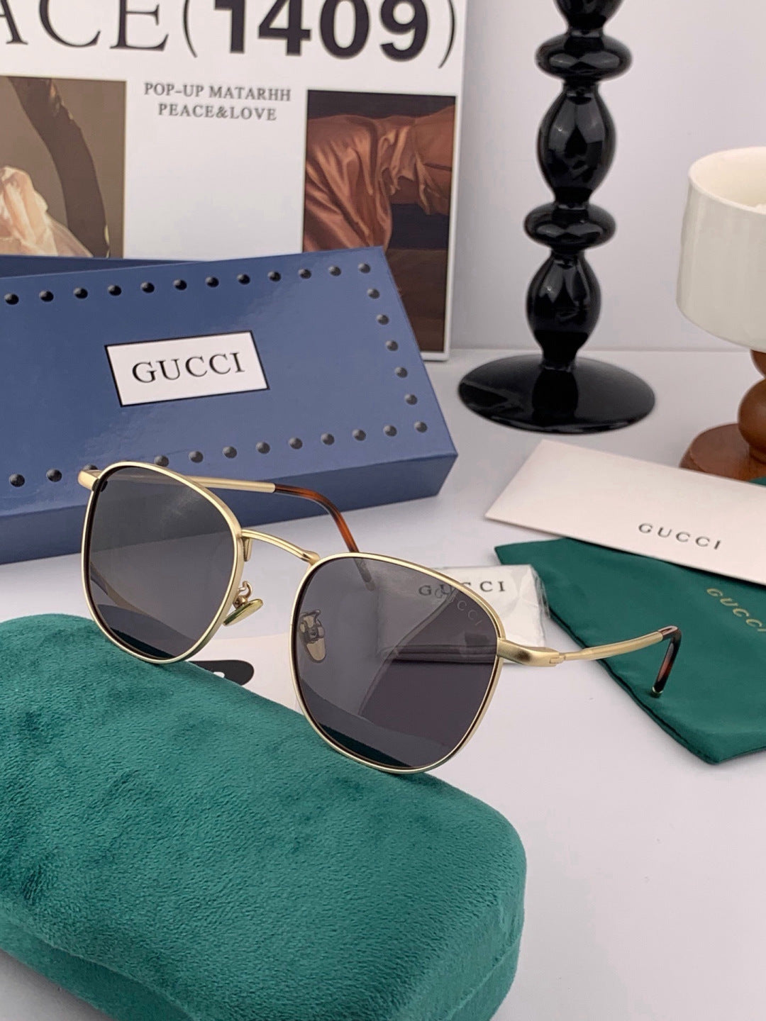 Gucci G1220 Polarized Round Black Lens Sunglasses for Women - detail image 3