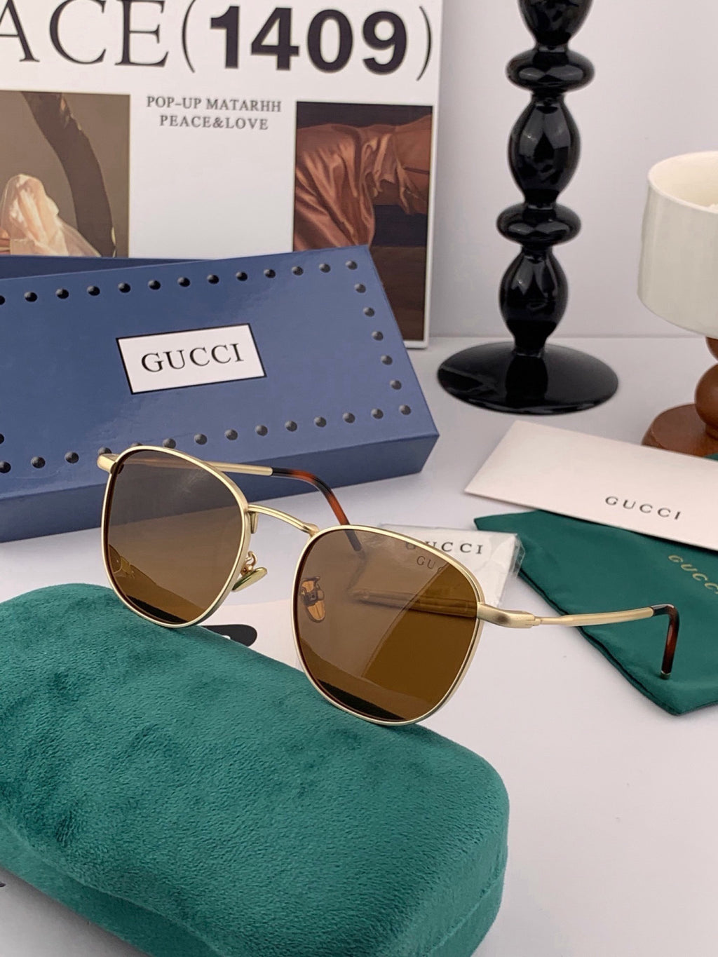 Gucci G1220 Polarized Round Black Lens Sunglasses for Women - detail image 4