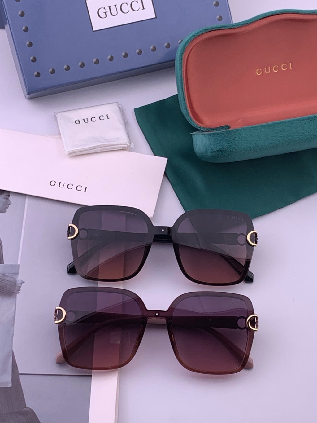 Gucci G9223 Polarized Square Brown Lens Sunglasses for Men & Women - 398327 - detail image 8