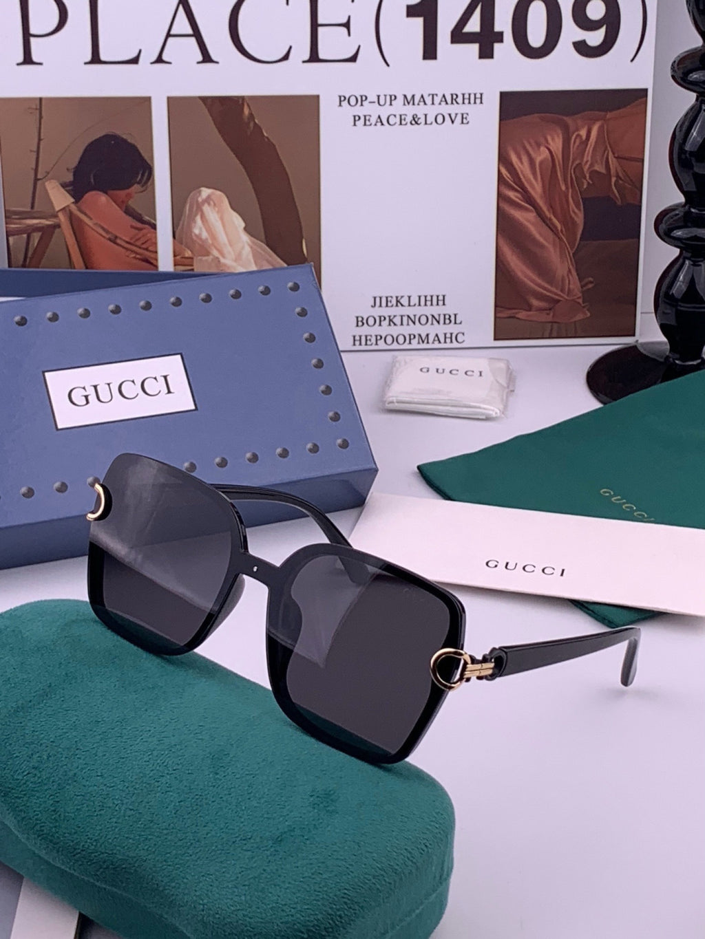 Gucci G9223 Polarized Square Black Lens Sunglasses for Men & Women - 398328 - detail image 4