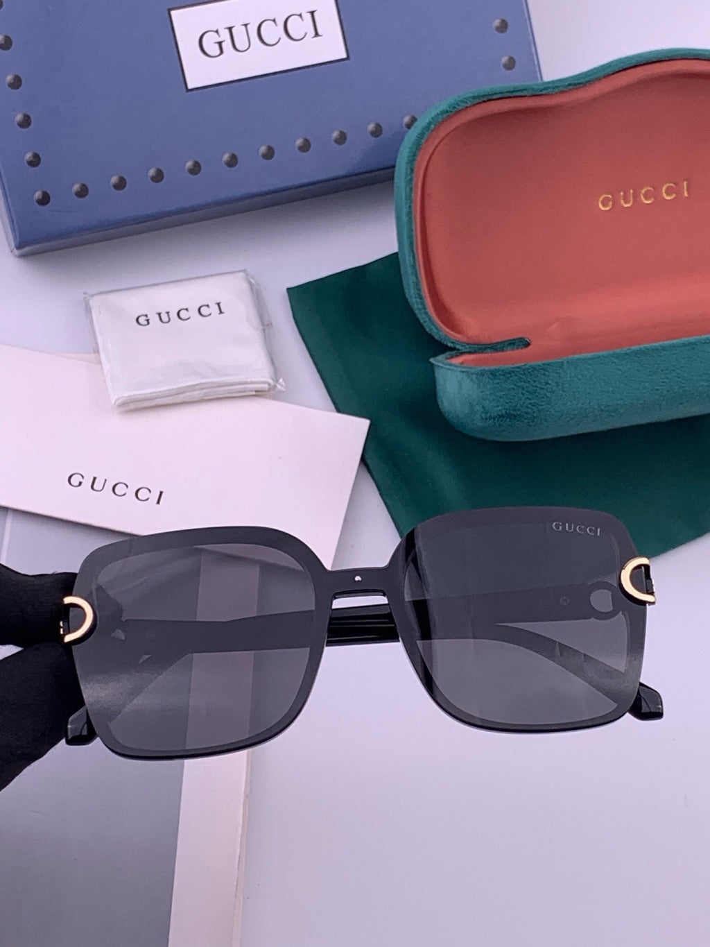 Gucci G9223 Polarized Square Black Lens Sunglasses for Men & Women - 398328