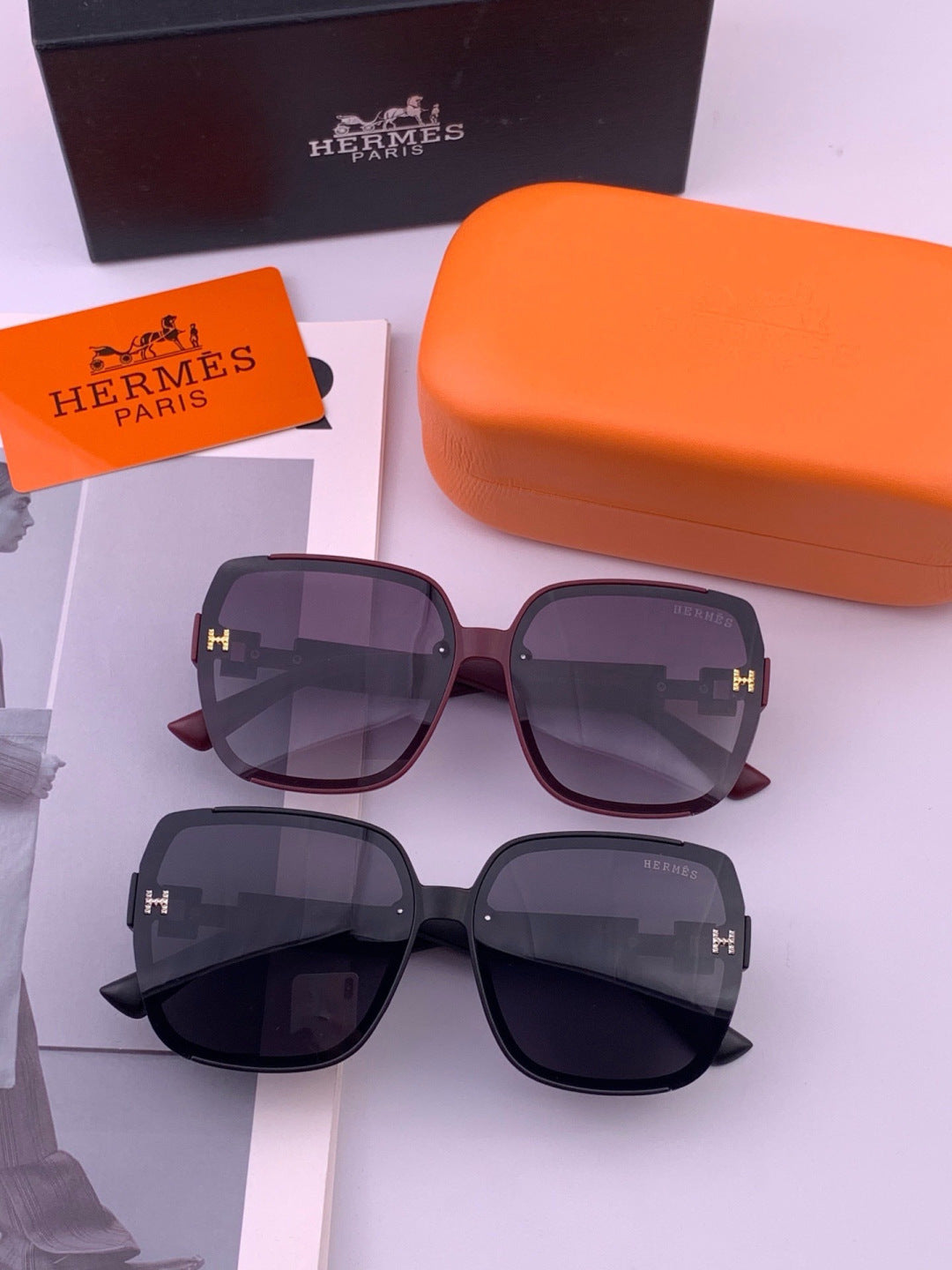 Hermès H8303 Square Black Lens Sunglasses for Men & Women - 399455 - detail image 8