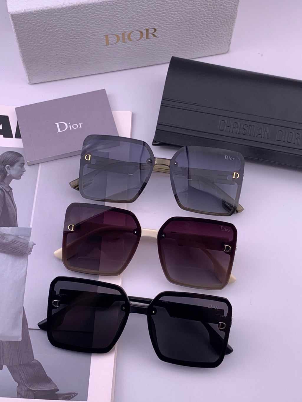 Dior CD8226 Polarized Square Red Lens Sunglasses for Women - 415517 - detail image 6