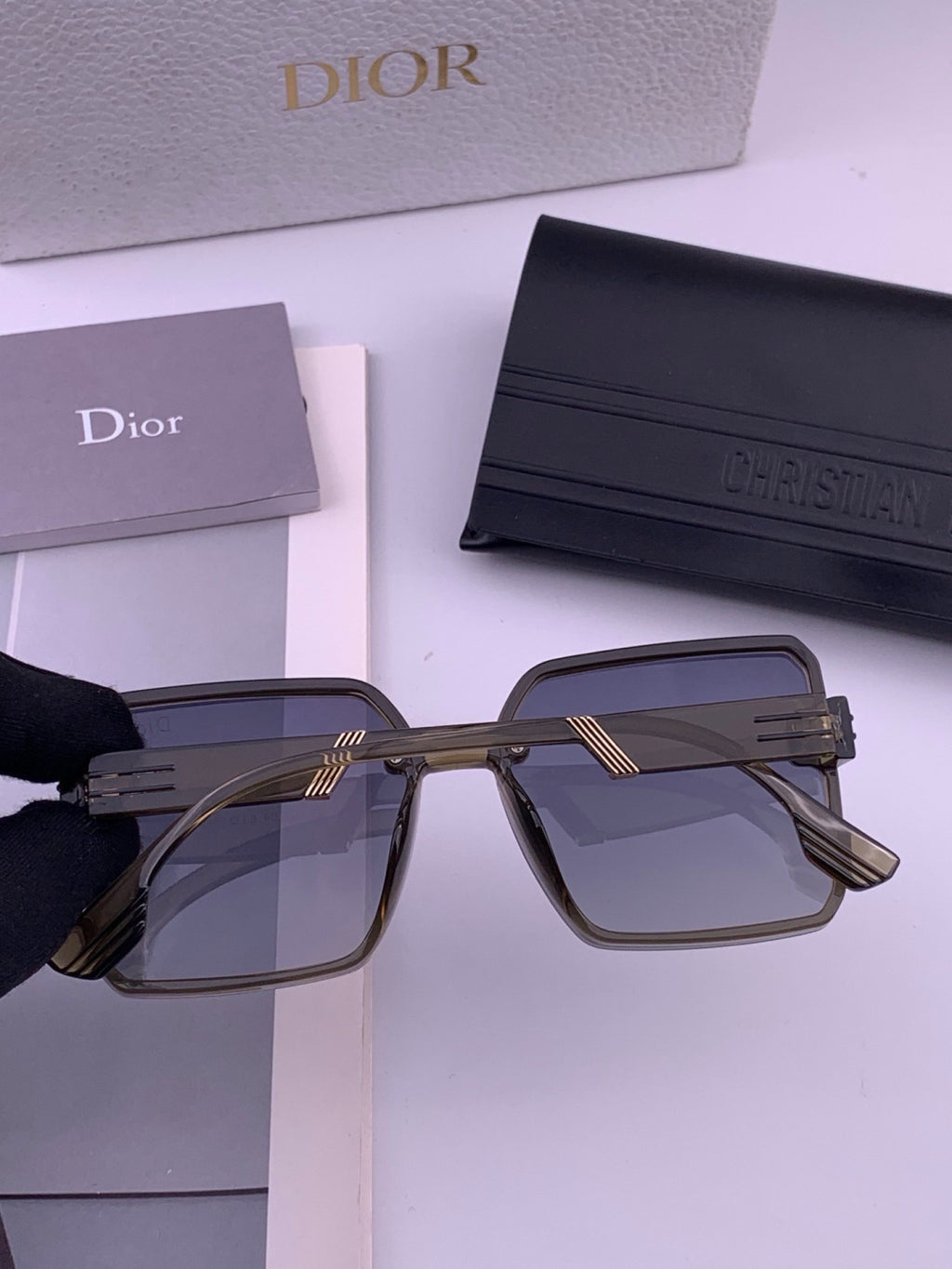 Dior CD8226 Polarized Square Gold Lens Sunglasses for Women - 415518 - detail image 3
