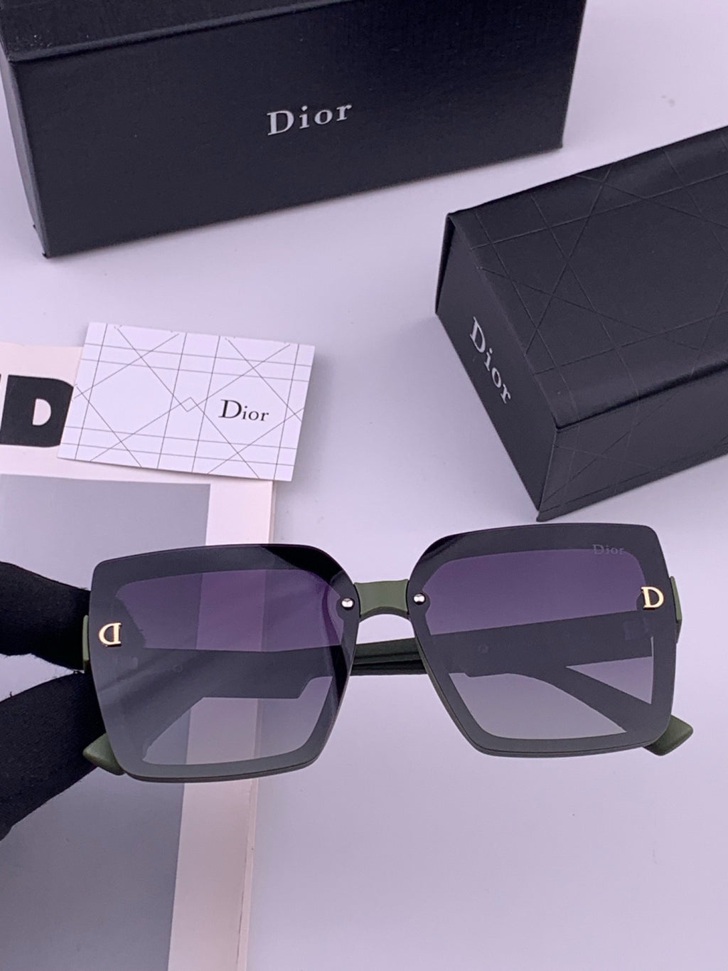 Dior CD2590 Polarized Square Black Lens Sunglasses for Women - 415522