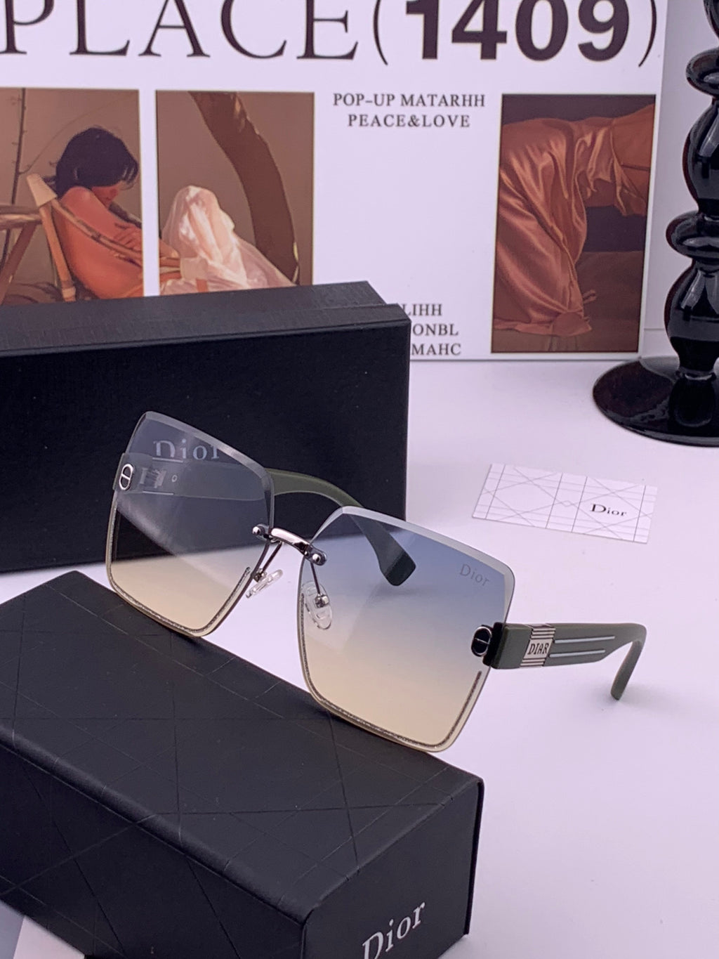 Dior D7771 Square Gold Lens Sunglasses for Men & Women - 415523 - detail image 2
