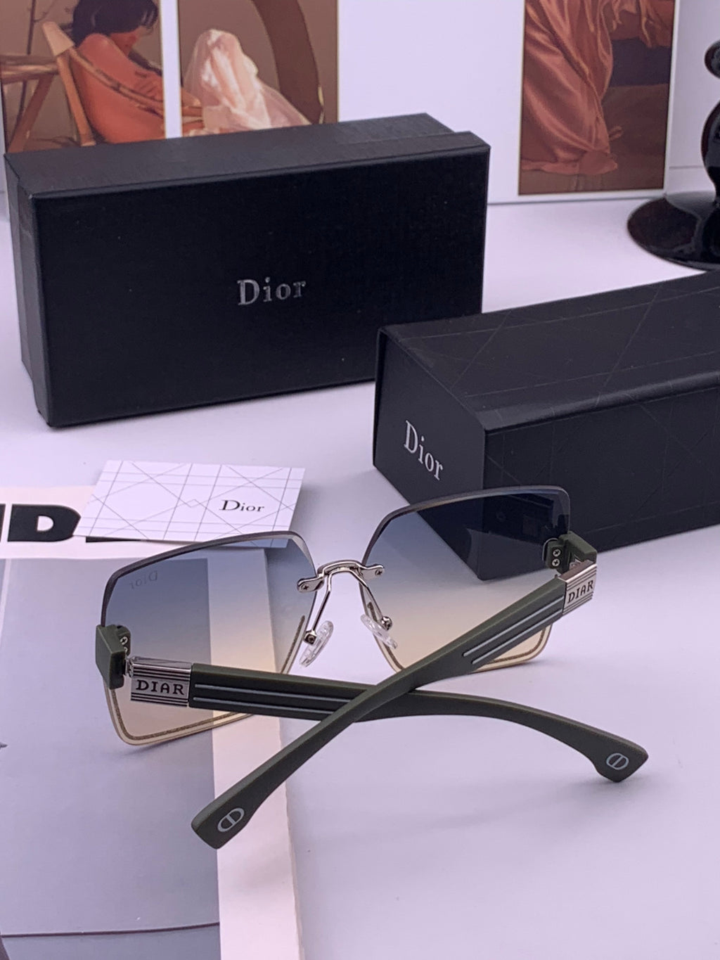 Dior D7771 Square Gold Lens Sunglasses for Men & Women - 415523 - detail image 7