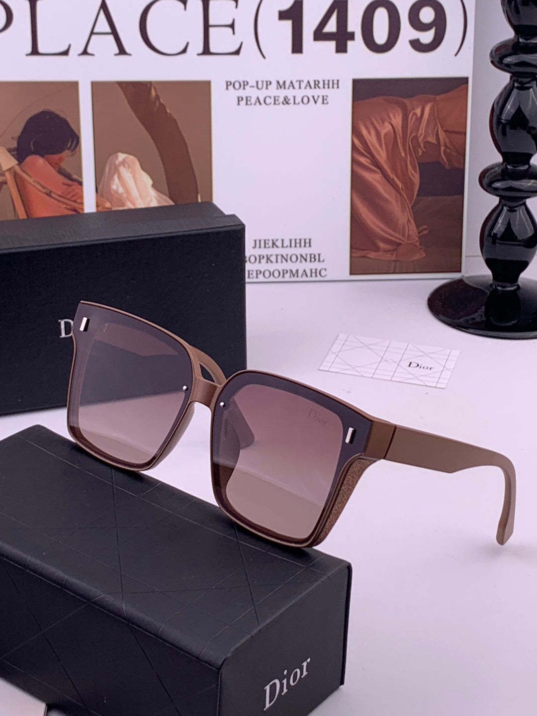 Dior CD883 Polarized Square Gold Lens Sunglasses for Women - 415525 - detail image 2