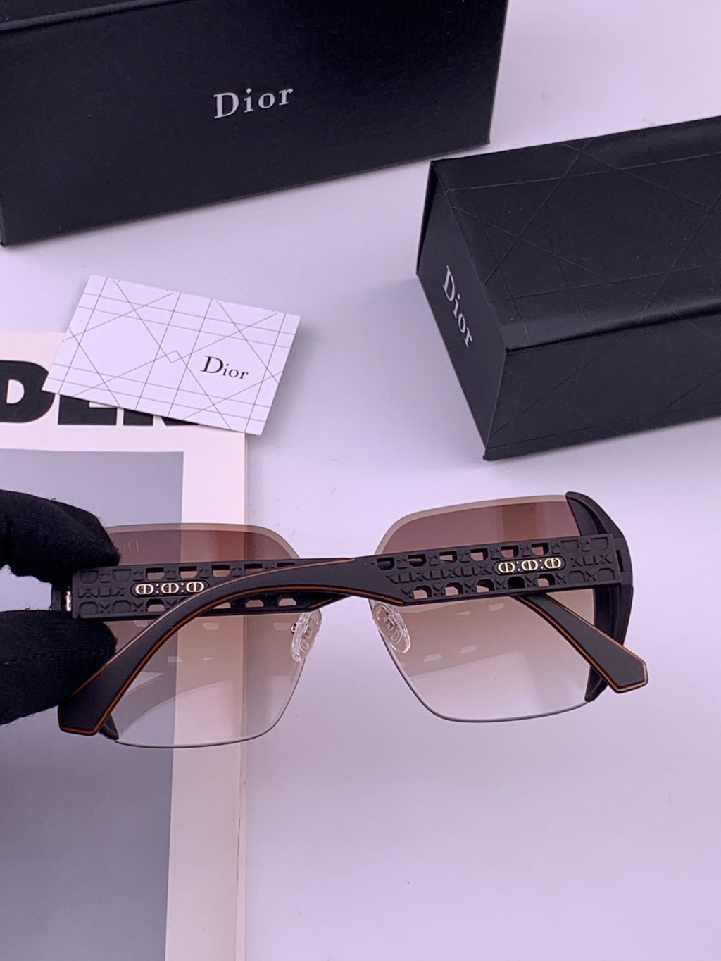 Dior CD5296 Square Gold Lens Sunglasses for Women - 415514 - detail image 4