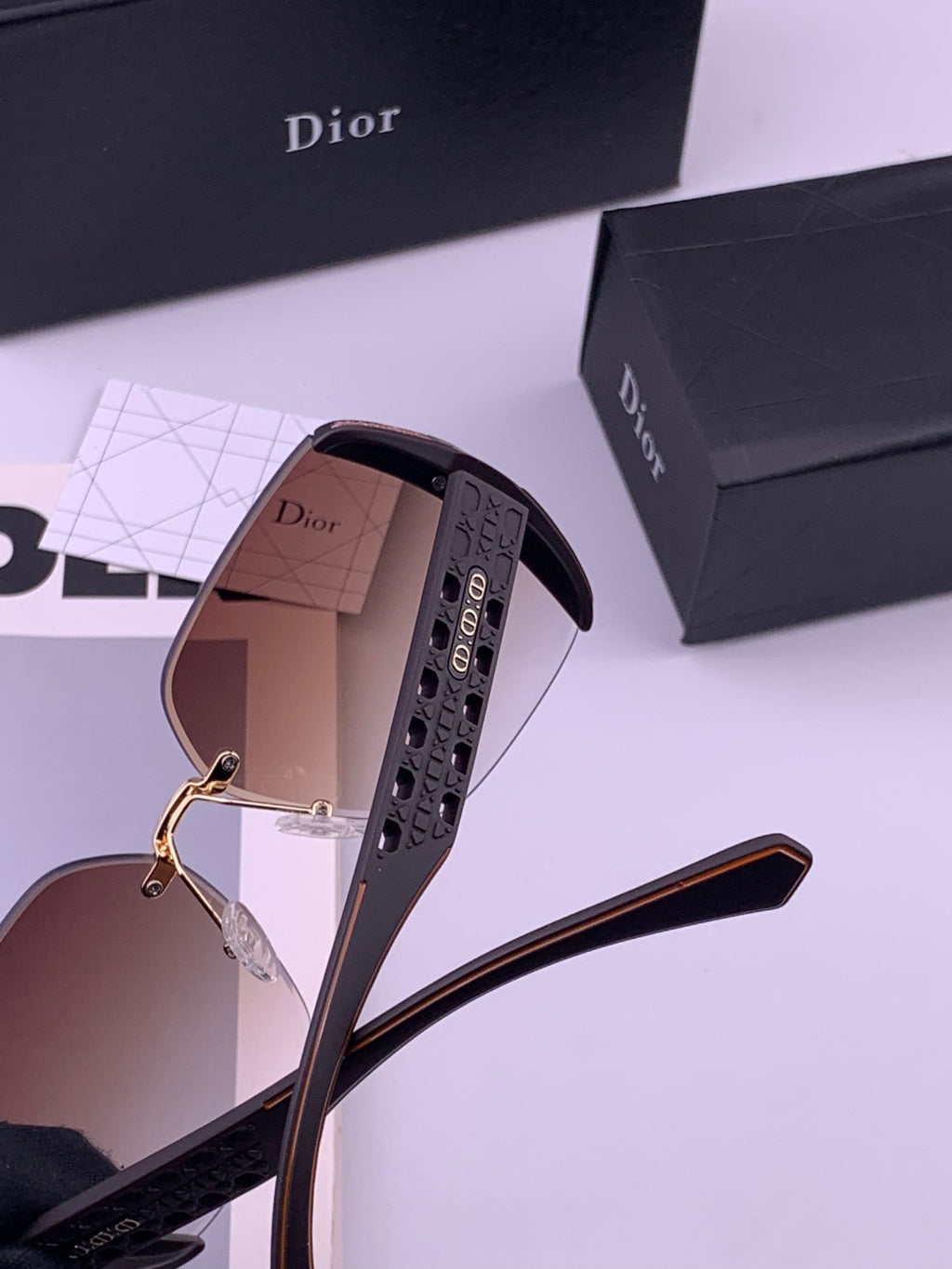 Dior CD5296 Square Gold Lens Sunglasses for Women - 415514 - detail image 5
