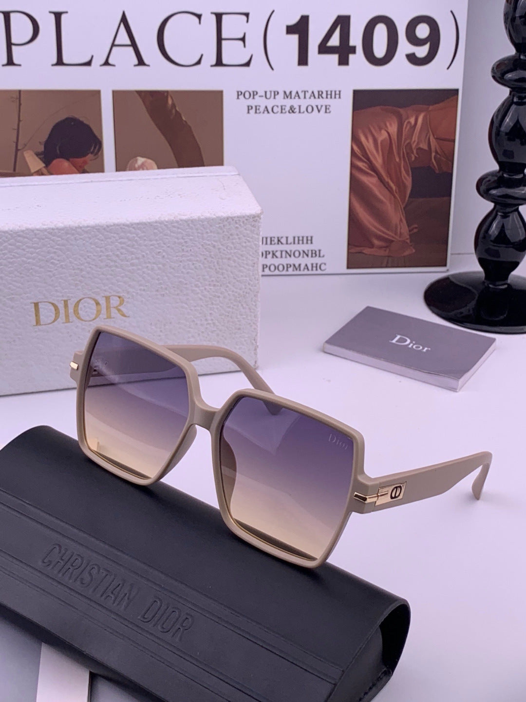 Dior CD4780 Polarized Square Purple Lens Sunglasses for Women - 415381