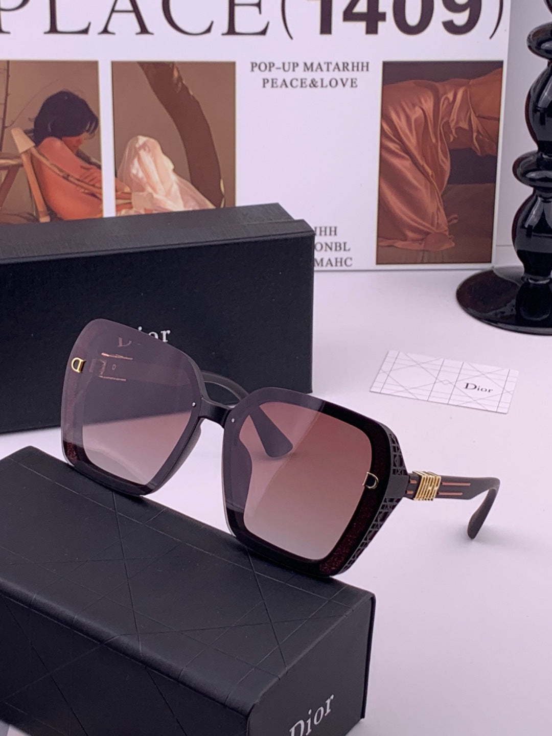 Dior CD3290 Polarized Square Gold Lens Sunglasses for Women - 415388 - detail image 2