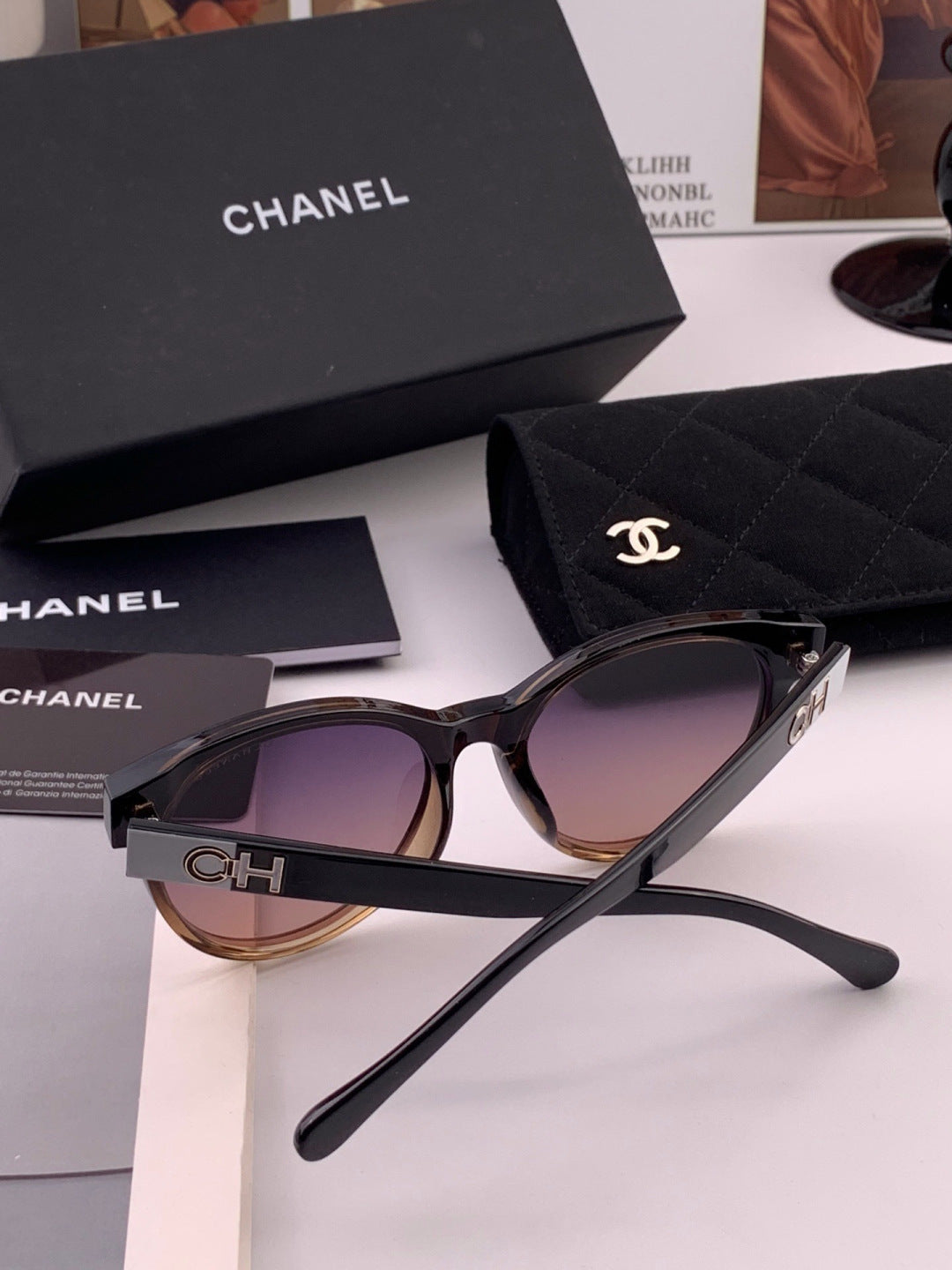 Chanel CH1787 Polarized Round Gold Lens Sunglasses for Women - detail image 5