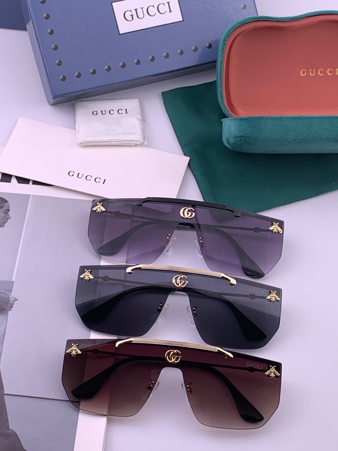 Gucci G01 Aviator Black Lens Sunglasses for Men & Women - 414962 - detail image 8