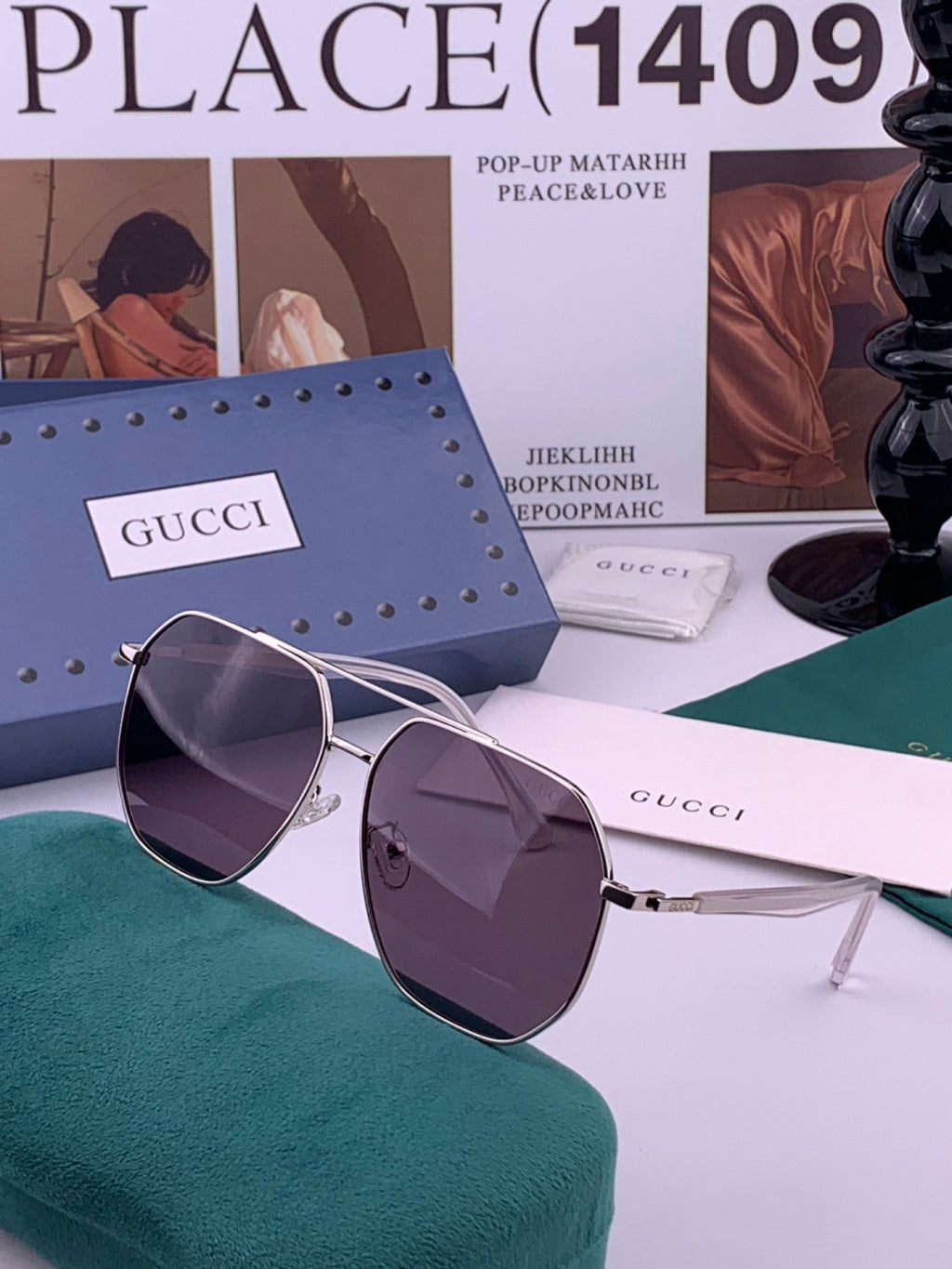 Gucci G4202 Polarized Aviator Orange Lens Sunglasses for Men & Women - detail image 2