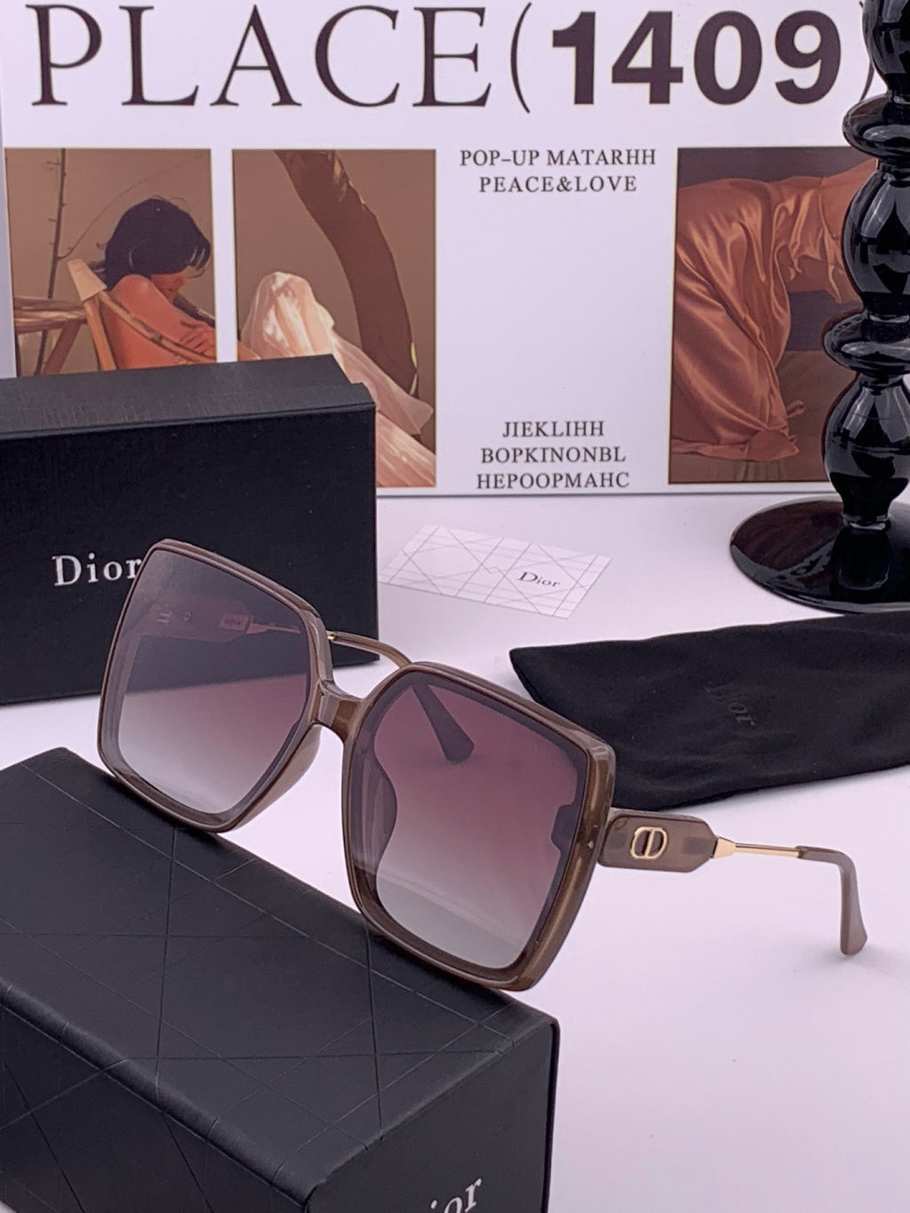 Dior CD6305 Polarized Square Gold Lens Sunglasses for Women - 415432 - detail image 2