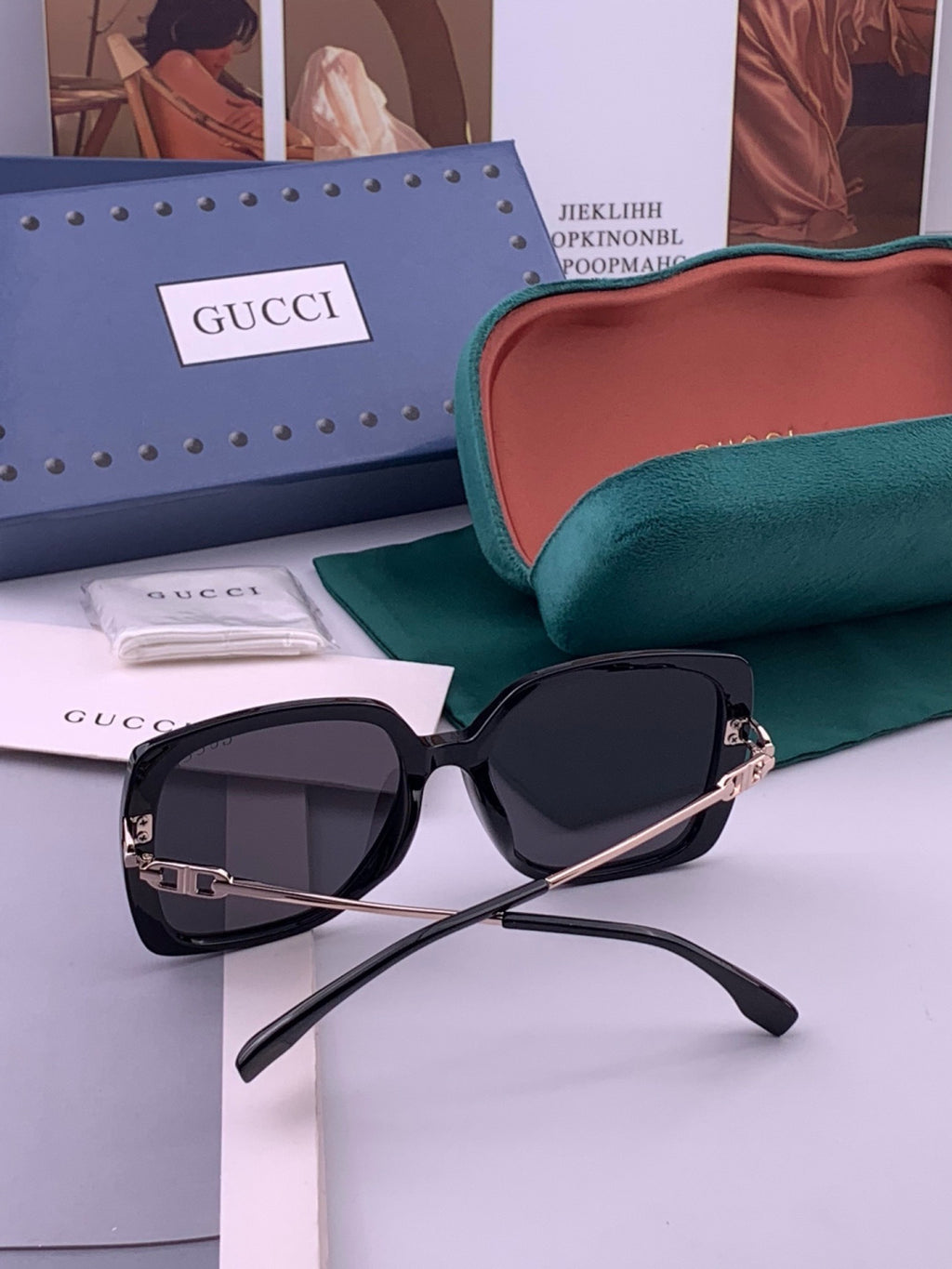 Gucci G9750 Polarized Square Red Lens Sunglasses for Women - detail image 5