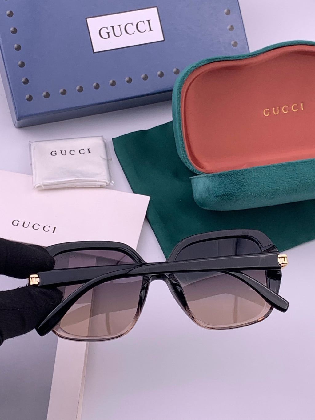 Gucci G2911 Polarized Square Red Lens Sunglasses for Women - detail image 4