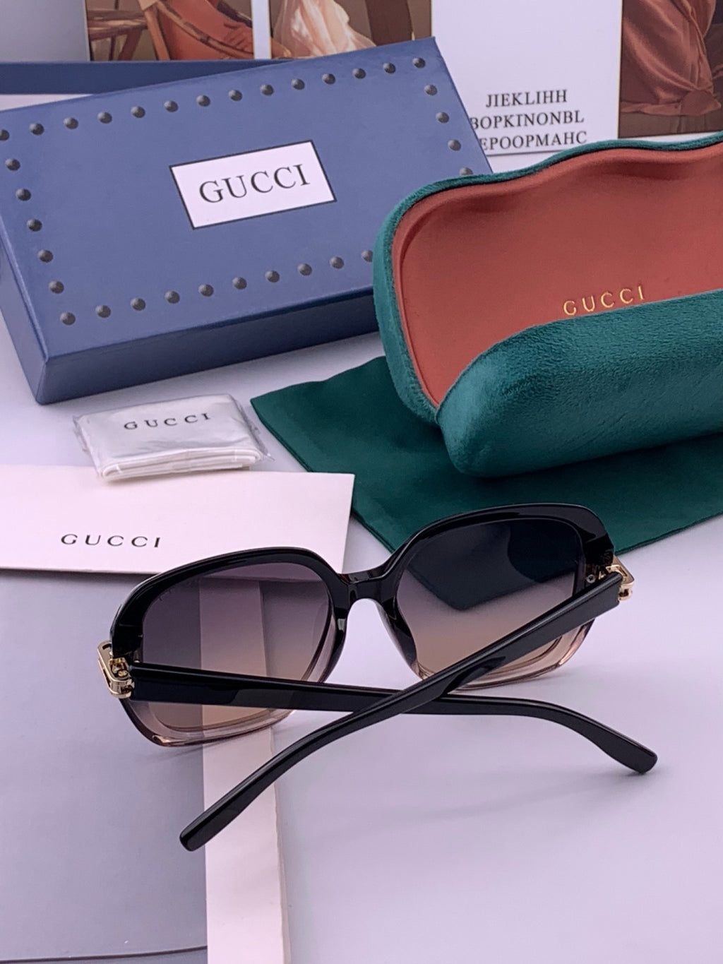 Gucci G2911 Polarized Square Red Lens Sunglasses for Women - detail image 6