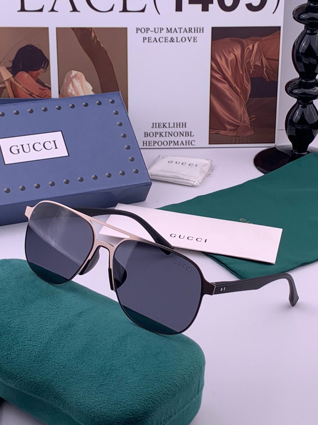 Gucci G2807 Polarized Aviator Black Lens Sunglasses for Men - 415059 - detail image 2