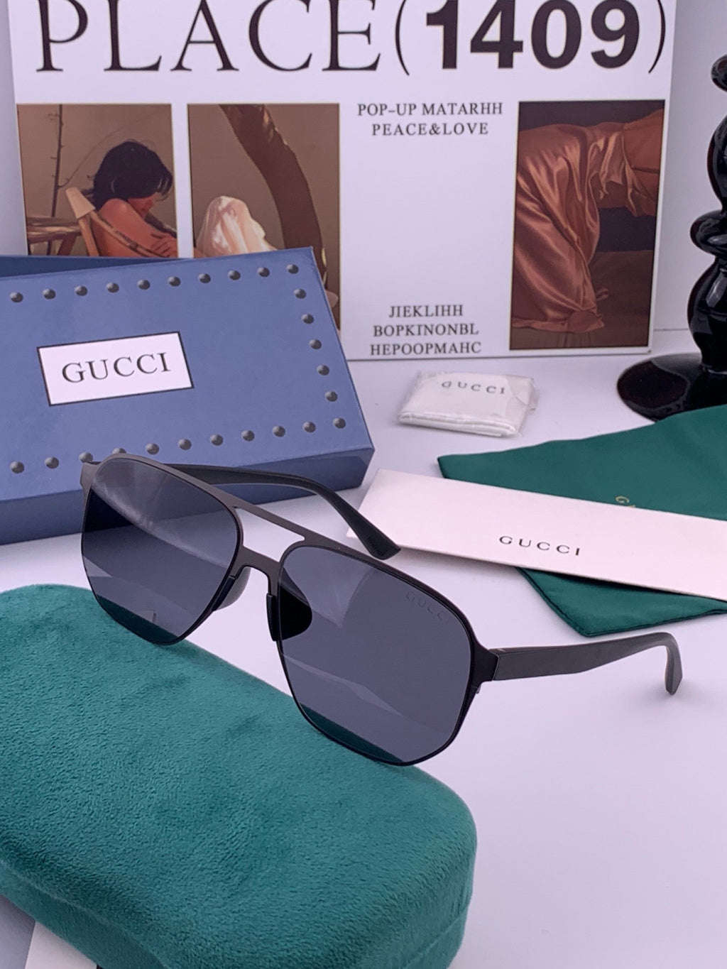 Gucci G1225 Polarized Aviator Brown Lens Sunglasses for Men - detail image 2