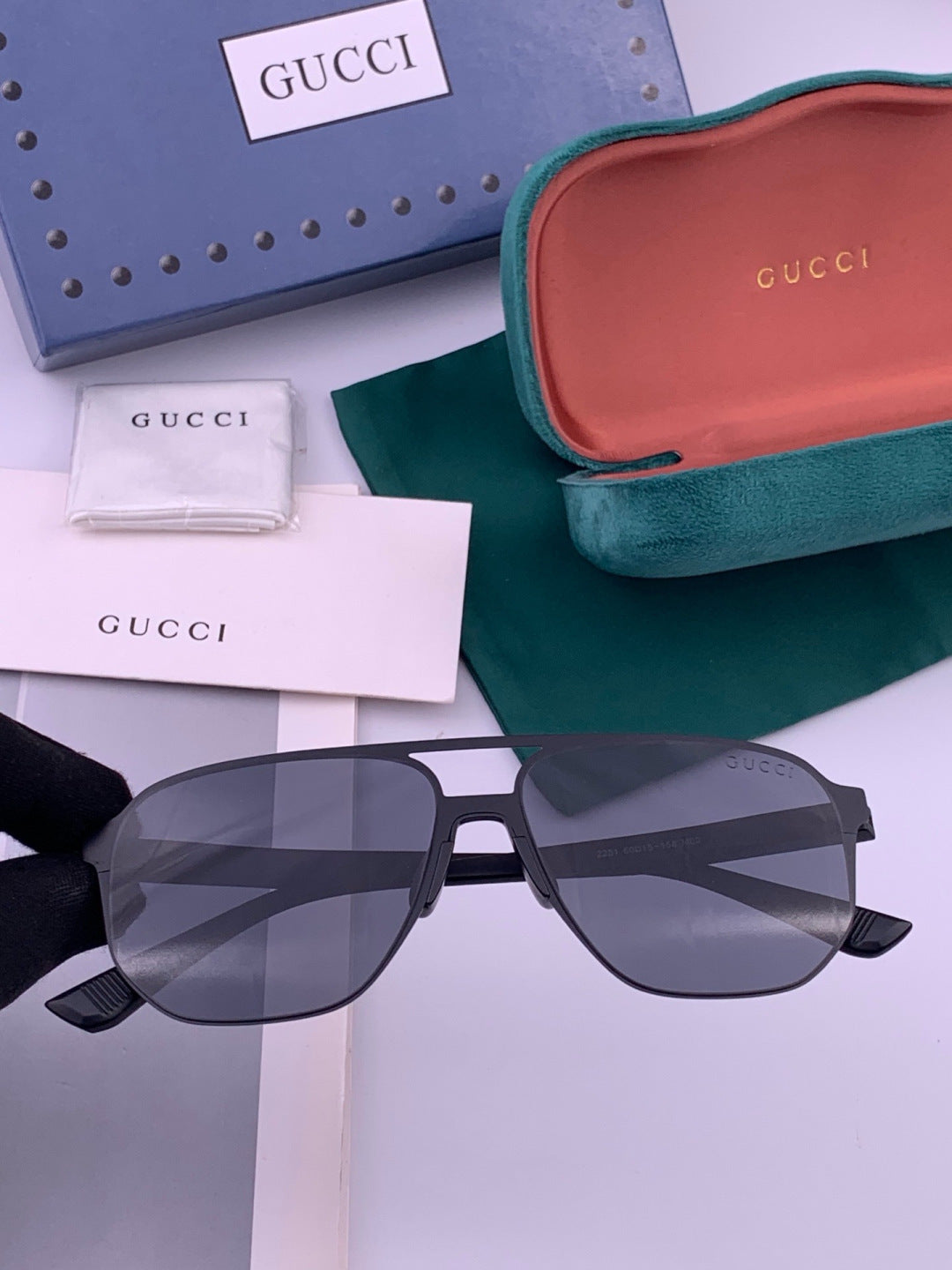 Gucci G1225 Polarized Aviator Gold Lens Sunglasses for Men