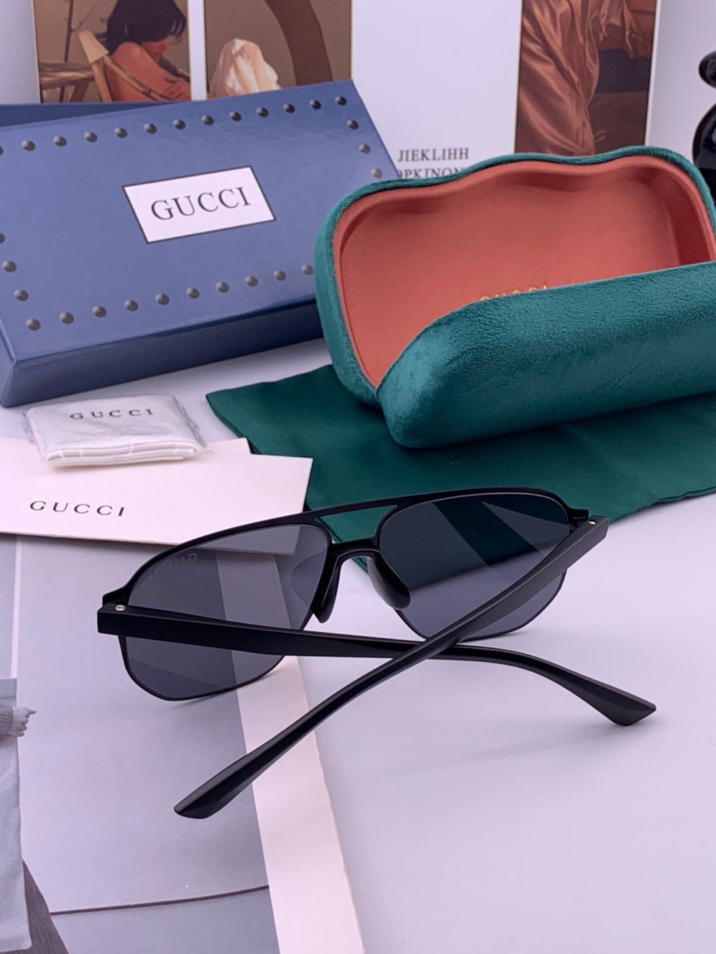 Gucci G1225 Polarized Aviator Gold Lens Sunglasses for Men - detail image 7