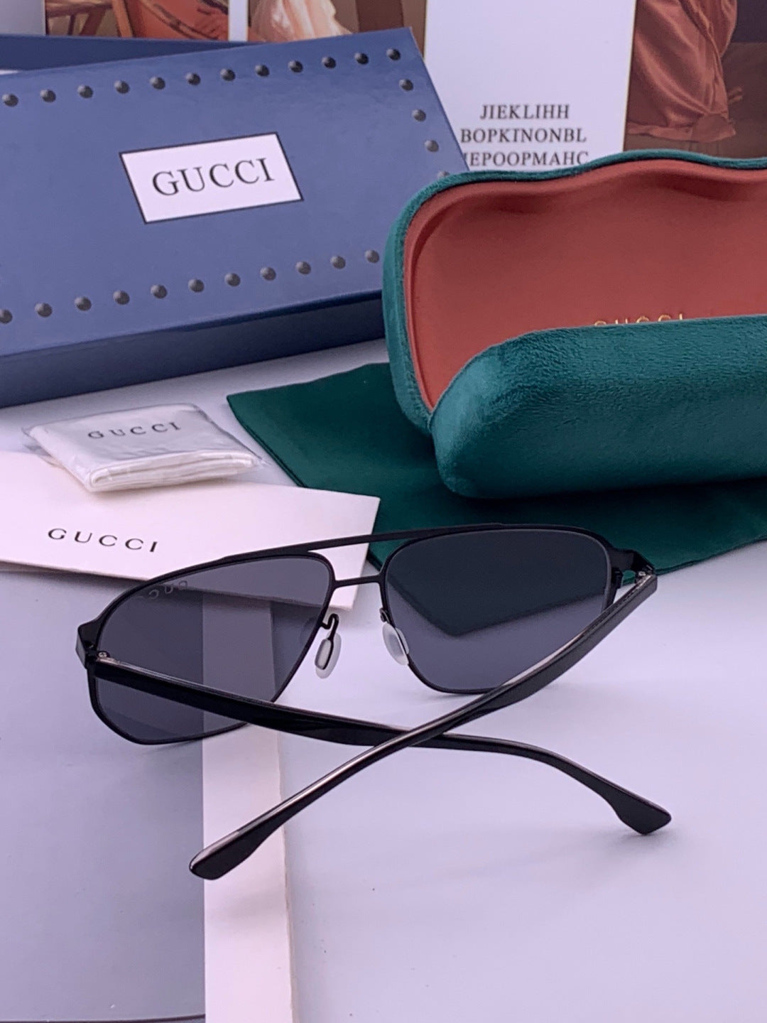 Gucci G3380 Polarized Aviator Gold Lens Sunglasses for Men - 415075 - detail image 6