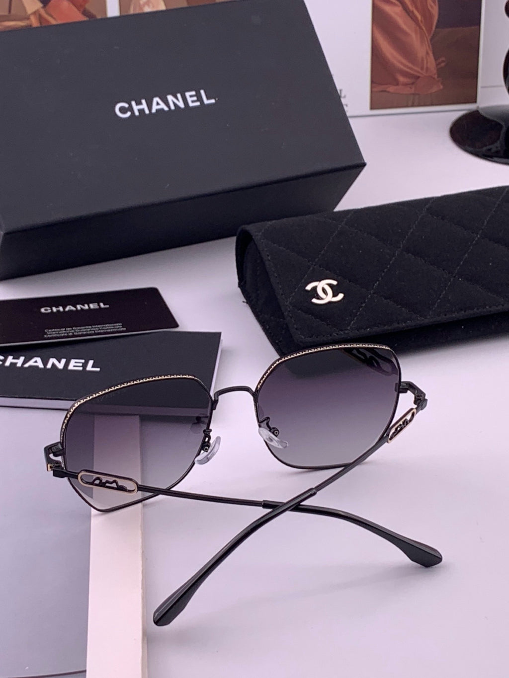 Chanel CH7238 Polarized Rimless Gold Lens Sunglasses for Men & Women - detail image 6