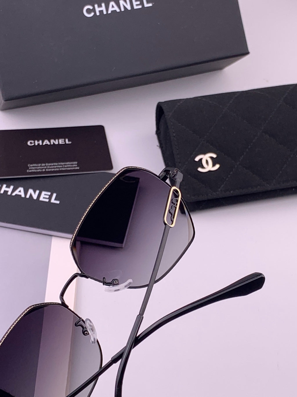 Chanel CH7238 Polarized Rimless Gold Lens Sunglasses for Men & Women - detail image 5