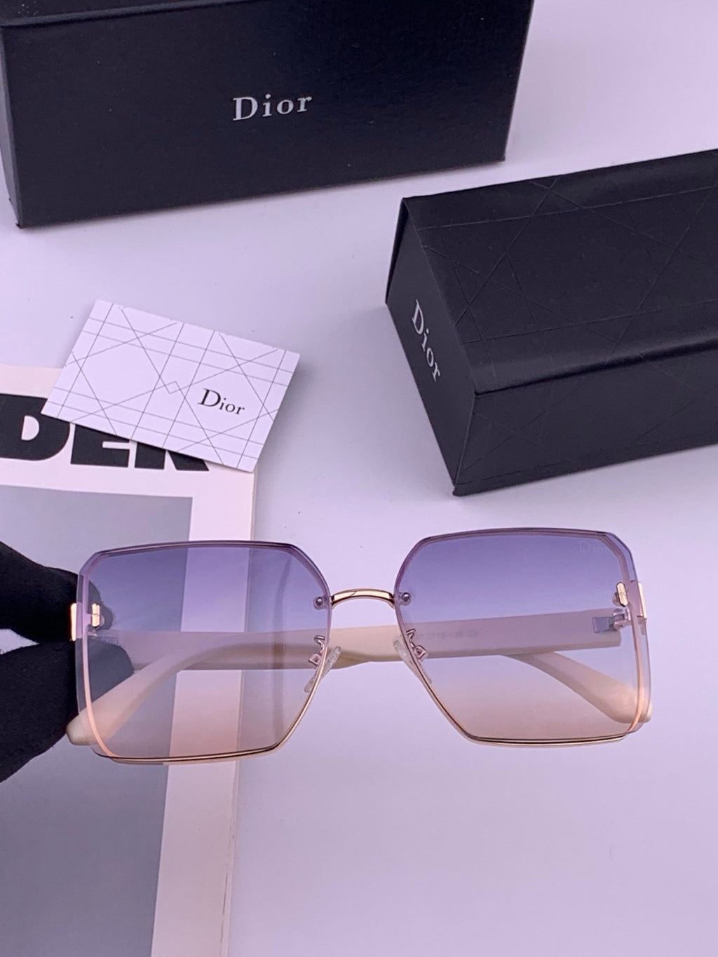 Dior CD0238 Polarized Square Gold Lens Sunglasses for Women - 415453