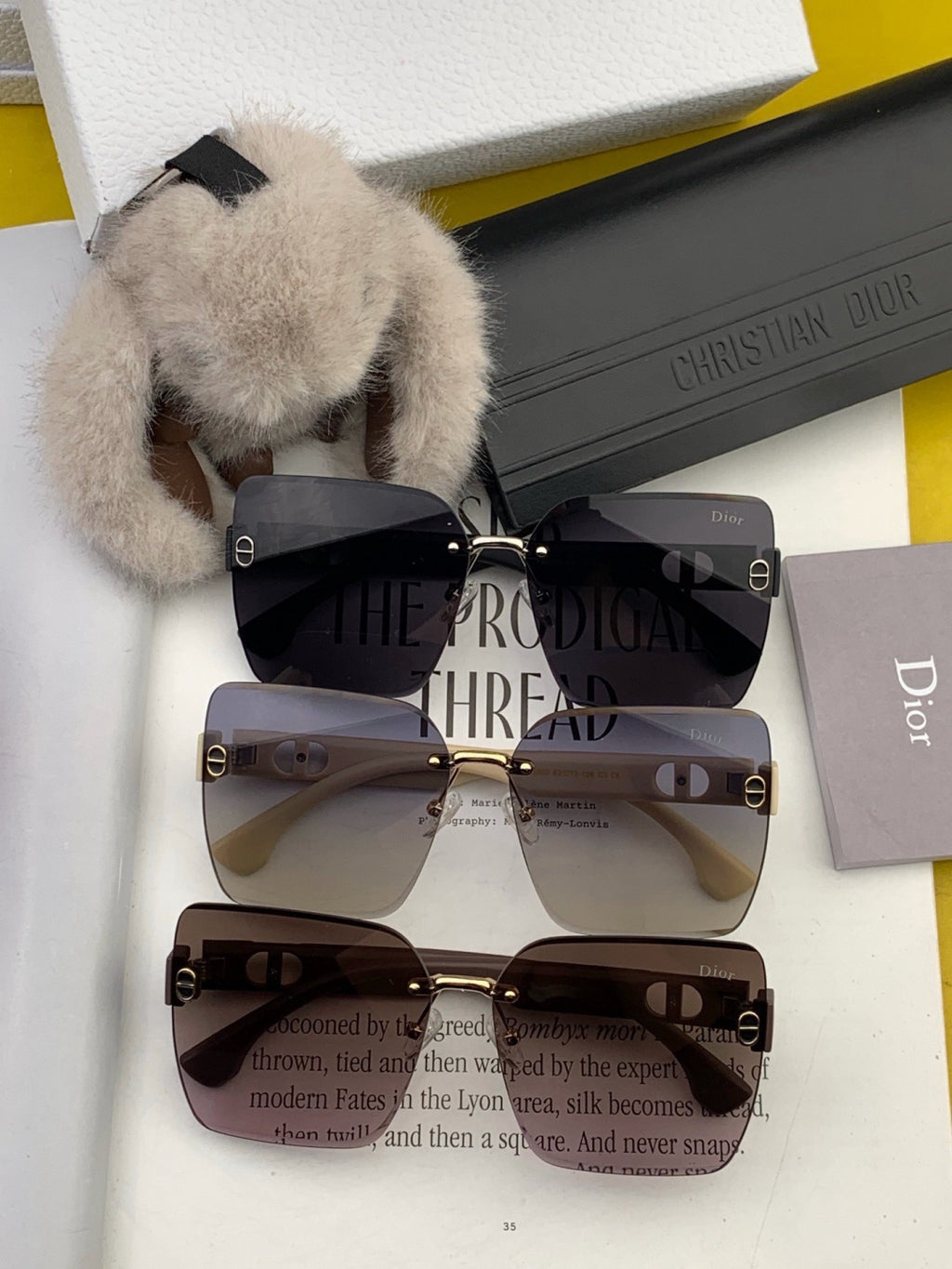 Dior D3550 Square Black Lens Sunglasses for Men & Women - 415456 - detail image 7