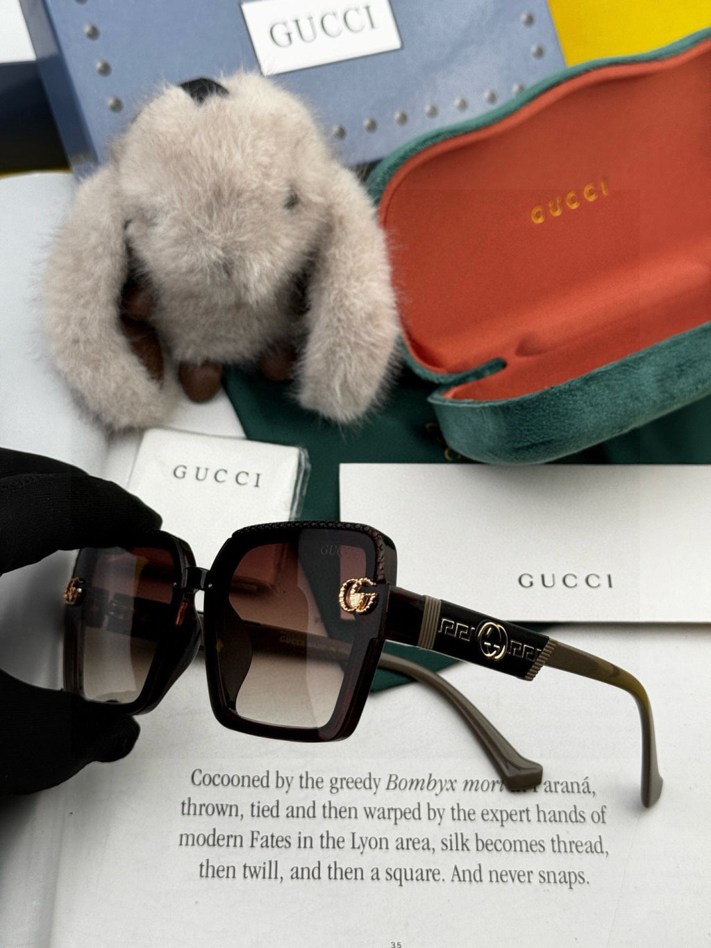 Gucci G6130 Square Gold Lens Sunglasses for Men & Women - detail image 2
