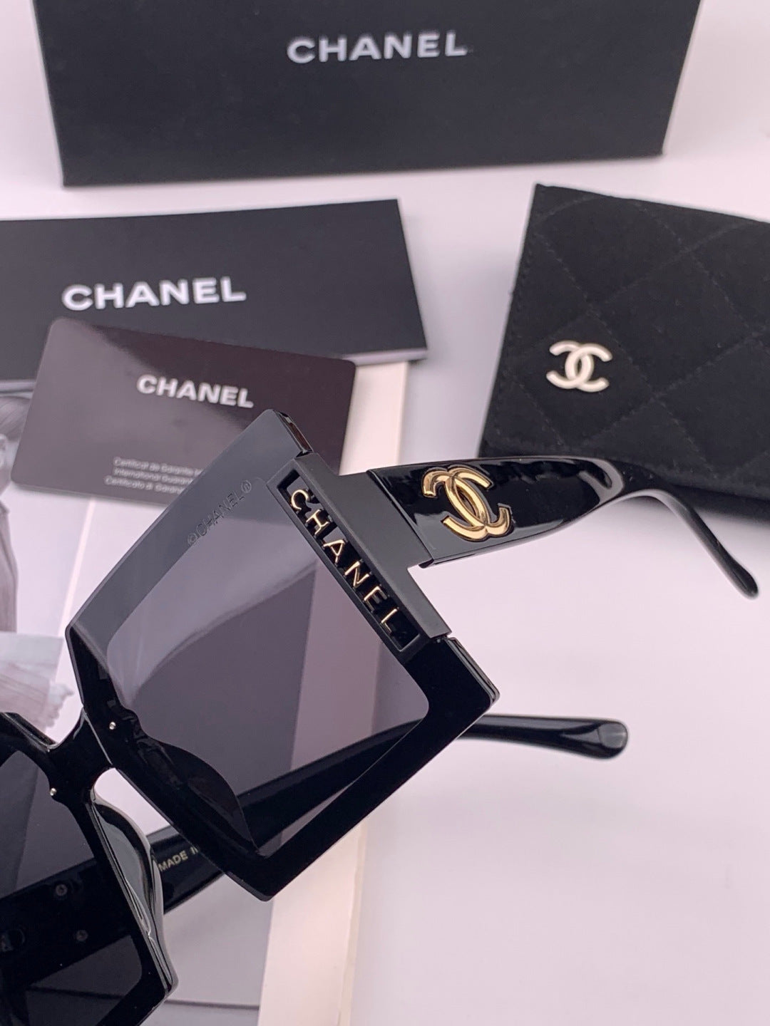 Chanel CH8615 Polarized Square Gold Lens Sunglasses for Women - 415251 - detail image 3
