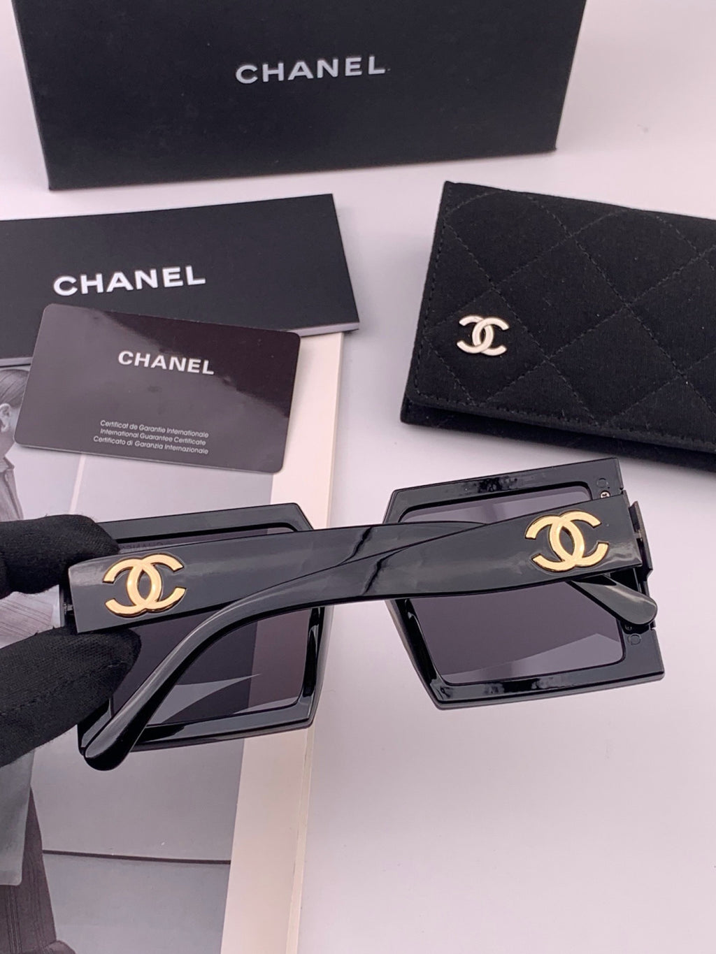 Chanel CH8615 Polarized Square Gold Lens Sunglasses for Women - 415251 - detail image 5
