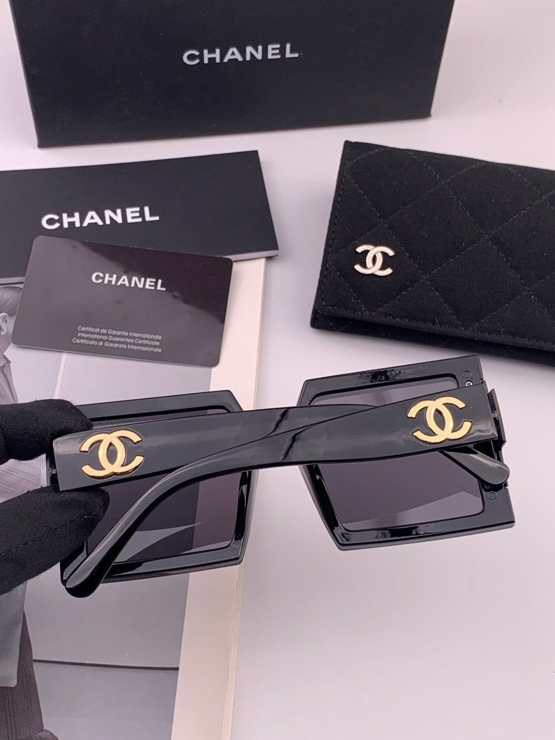 Chanel CH8615 Polarized Square Gold Lens Sunglasses for Women - 415251 - detail image 5