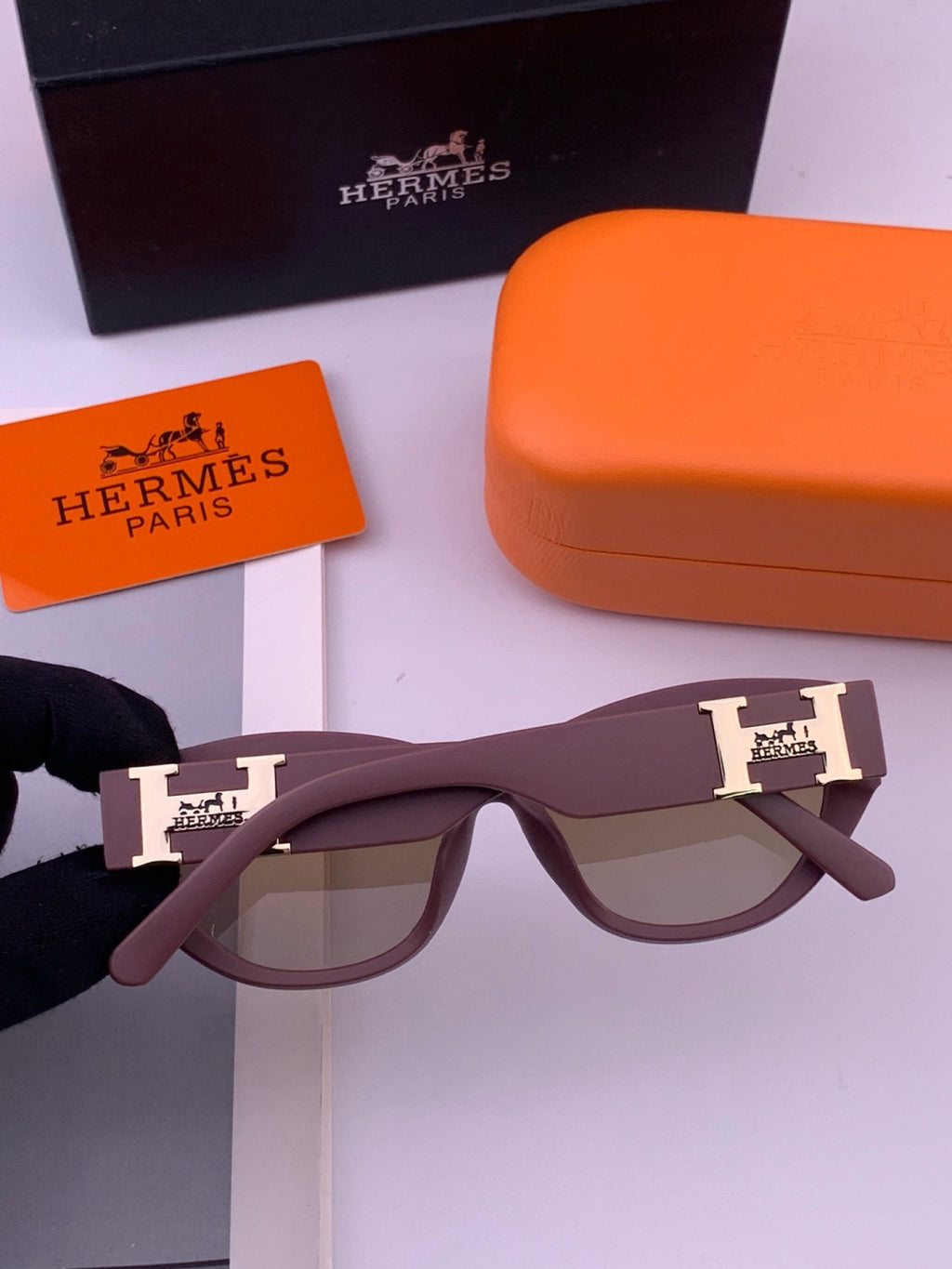 Hermès H37005 Square Red Lens Sunglasses for Men & Women - 416541 - detail image 3