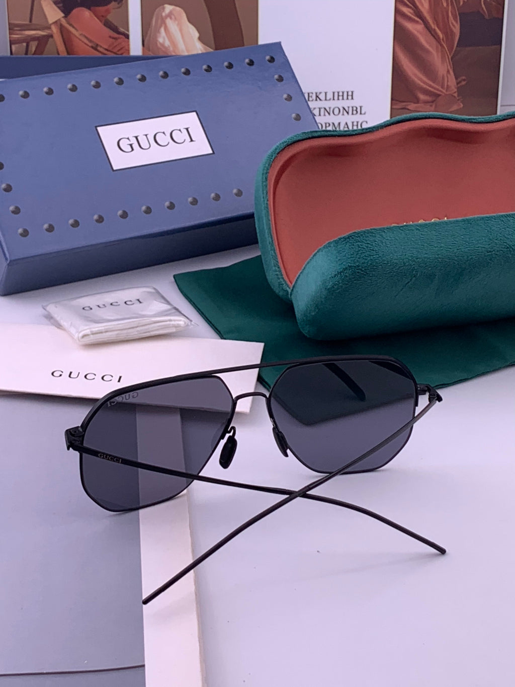 Gucci G3227 Polarized Aviator Gold Lens Sunglasses for Men - 415004 - detail image 5