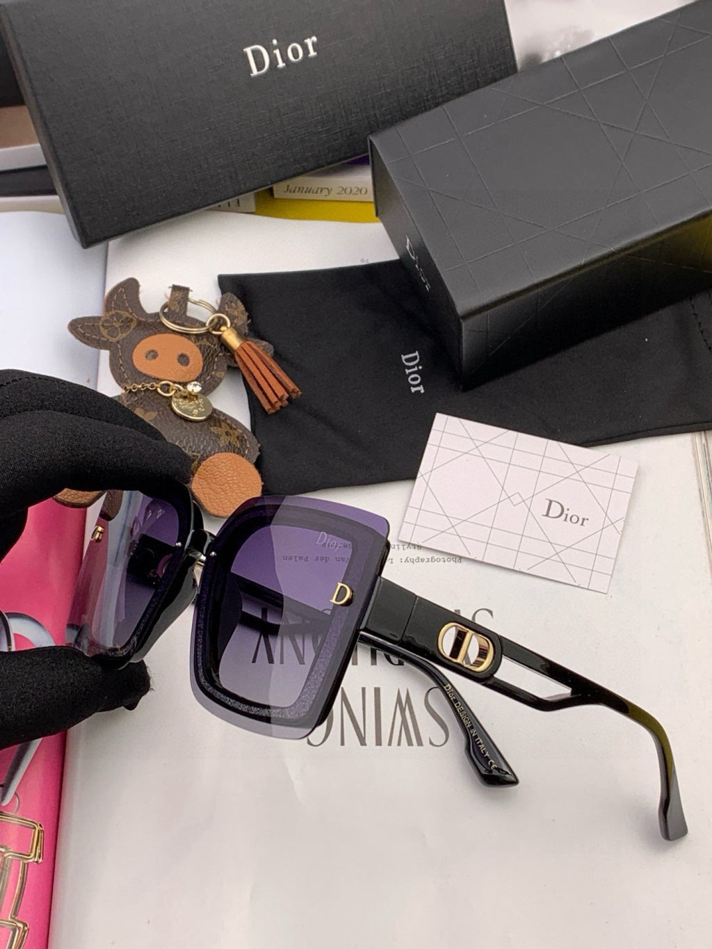 Dior CD9988 Polarized Square Pink Lens Sunglasses for Men & Women - 431843 - detail image 2