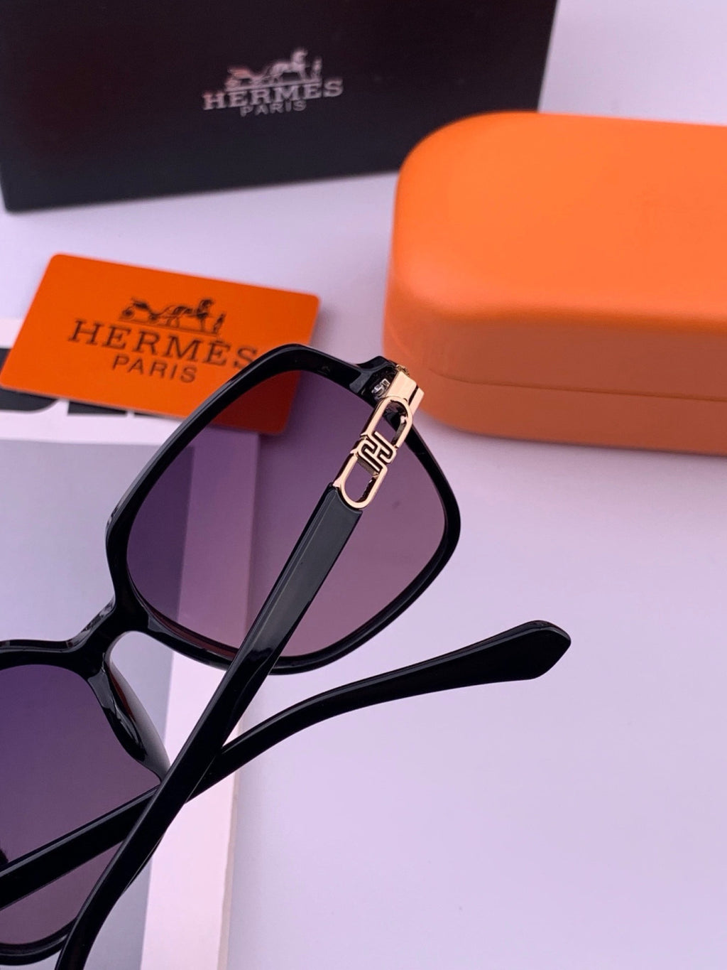 Hermès H2108 Square Gold Lens Sunglasses for Men & Women - 432999 - detail image 5