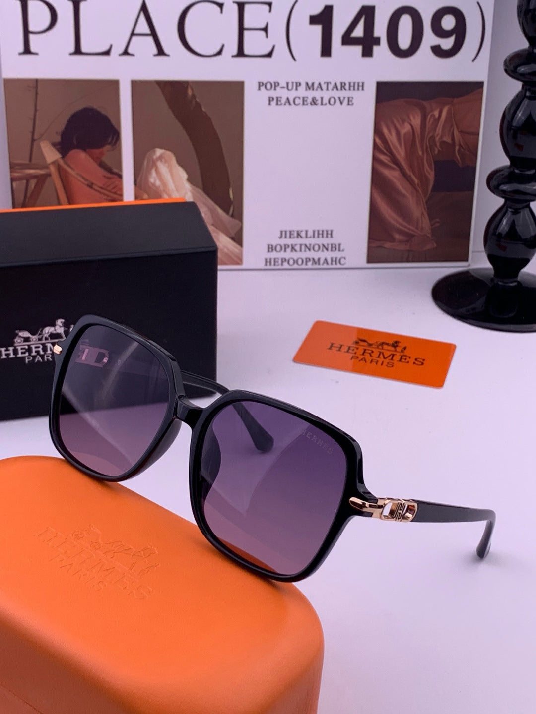 Hermès H2108 Square Gold Lens Sunglasses for Men & Women - 432999 - detail image 2