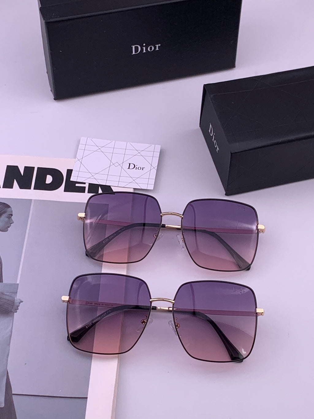 Dior D5813 Polarized Square Black Lens Sunglasses for Men & Women - 431841 - detail image 7
