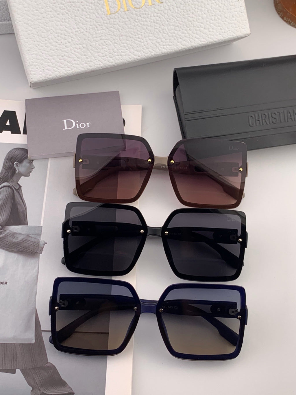 Dior CD2727 Polarized Square Red Lens Sunglasses for Women - 431869 - detail image 6