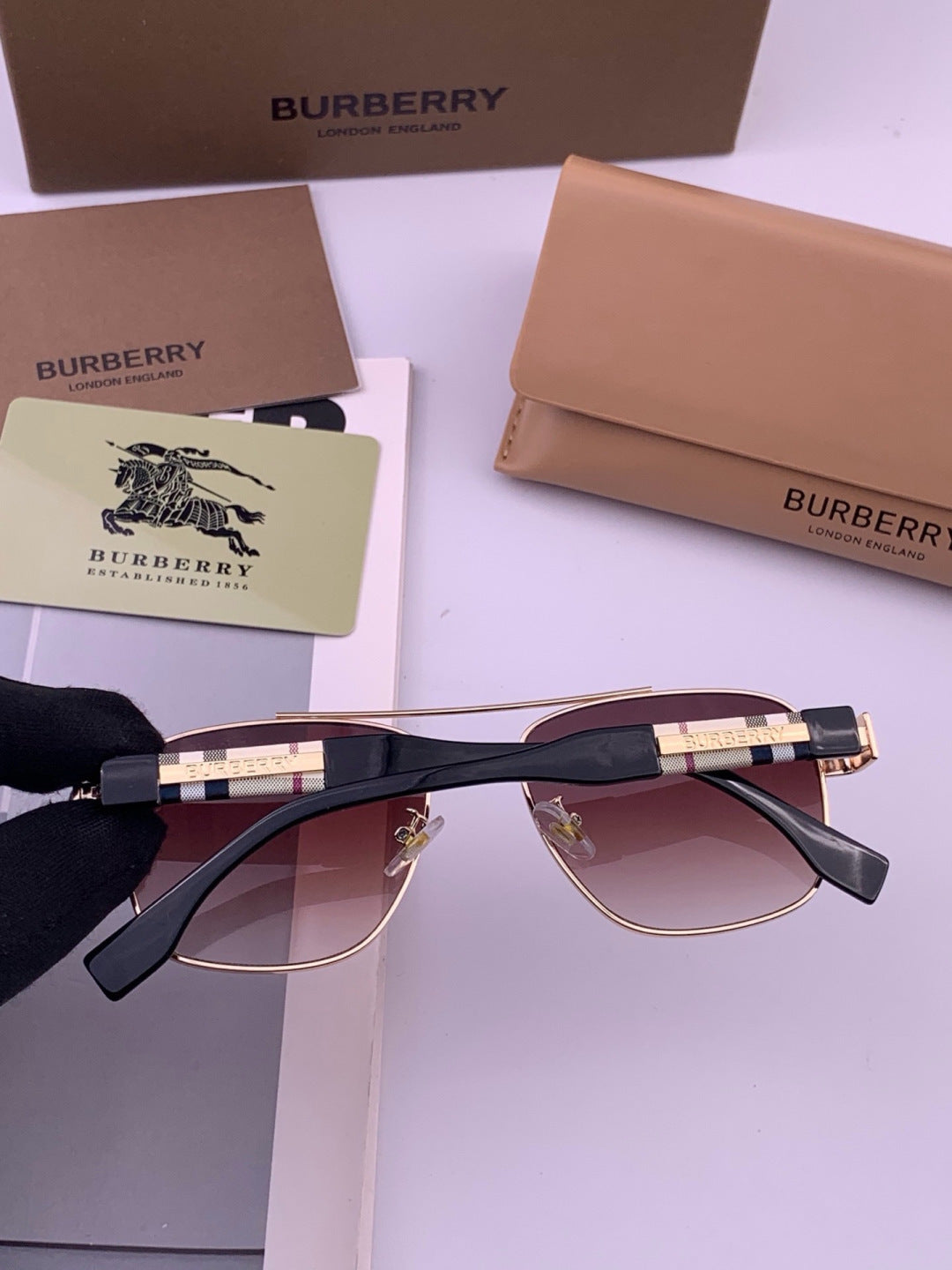 Burberry B201 Aviator Black Lens Sunglasses for Men - 432451 - detail image 5