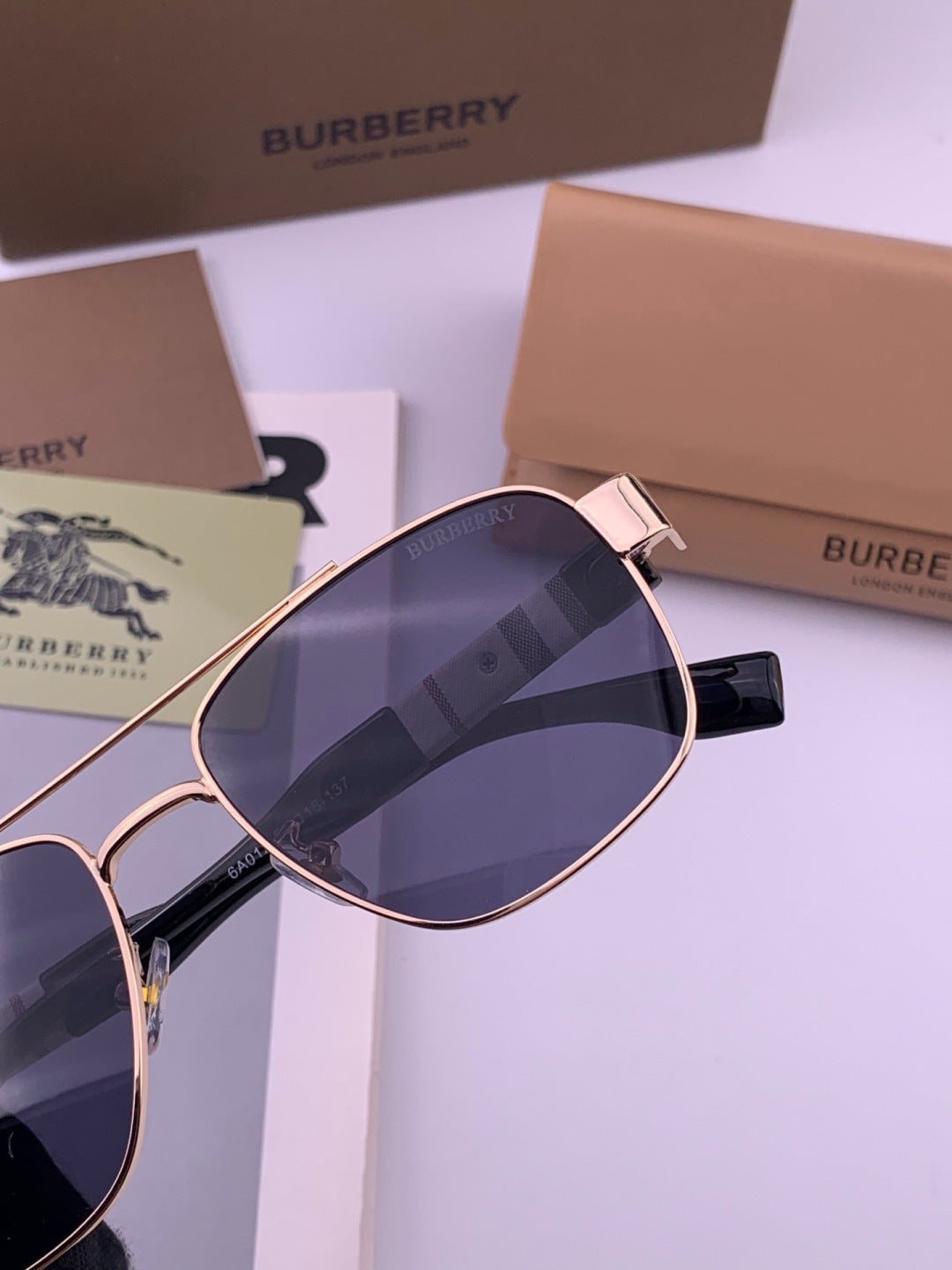 Burberry B201 Aviator Blue Lens Sunglasses for Men - 432452 - detail image 4
