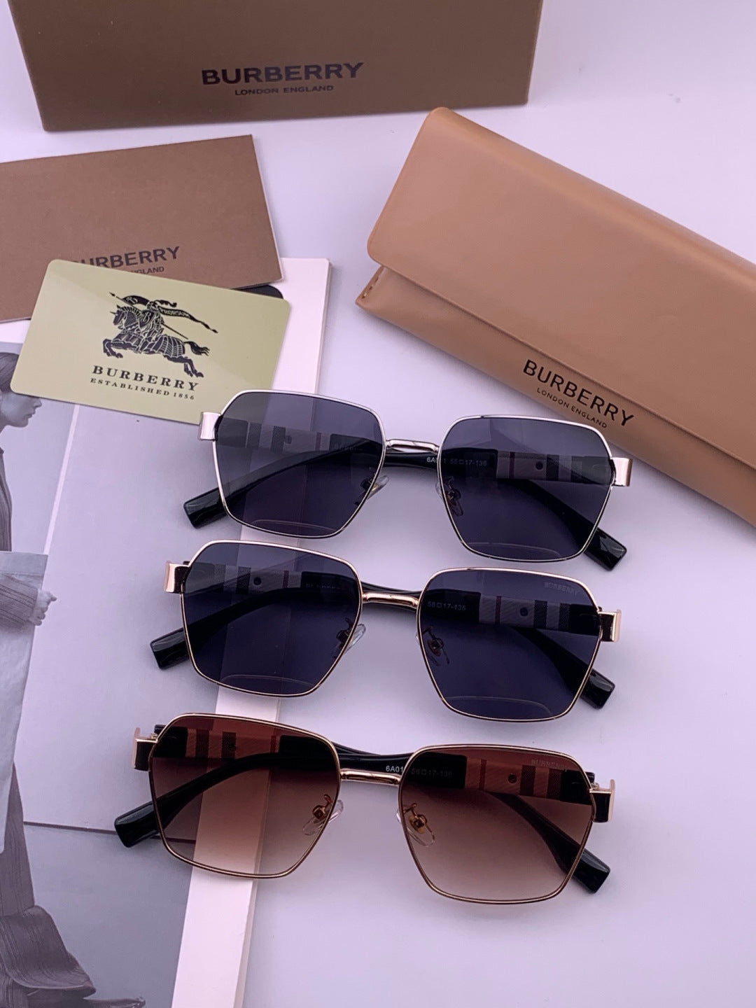 Burberry 101 Aviator Blue Lens Sunglasses for Men - 432455 - detail image 7